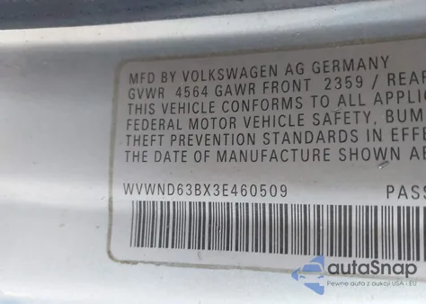 2003 Volkswagen Passat Gl из США, поврежденный, VIN WVWND63BX3E460509